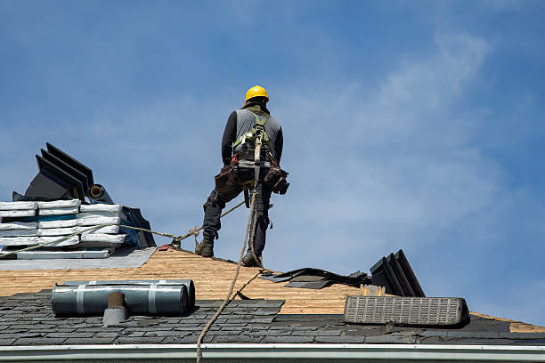 Professional Gutter Installation technician working in Blachly, OR
